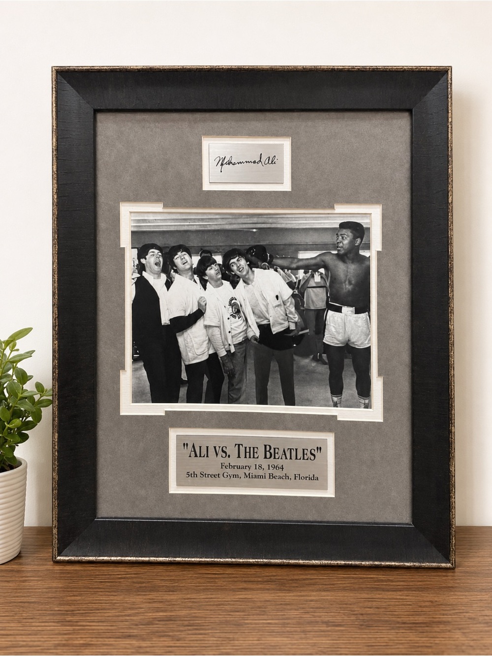 Framed 'Ali vs. The Beatles' Signed Photo Display